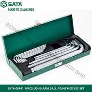 SATA 09141 14PCS LONG ARM BALL POINT HEX KEY SET / MM SIZE ALLEN KEY