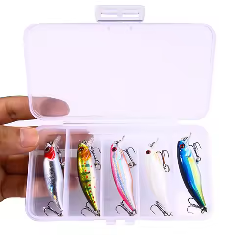5pcs Box Kit Minnow 6cm 4.3g Sinking luminous Wobbler Fishing Lure Hard Bait Pike Carp Bass Fishing 