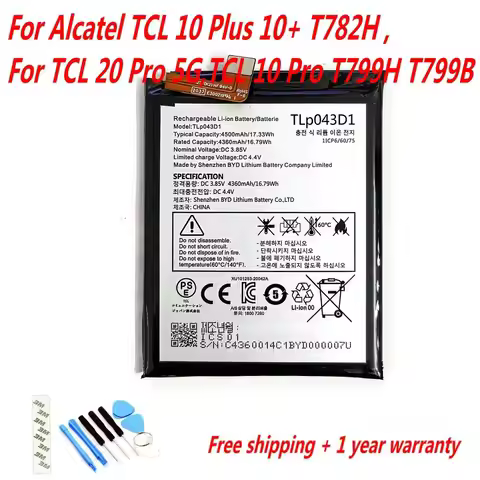 For Alcatel TCL 10 Plus 10+ T782H TCL 20 Pro 5G 10 Pro T799H T799B 3.8V 4500mAh TLP043D1 TLP043D7 Ba