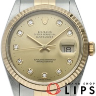勞力士 Datejust 男士腕錶 10P 鑽石 Datejust 男士腕錶 16233G(P) K18YG/SS 香檳色 2000 年翻新拋光顏色極佳 [二手]