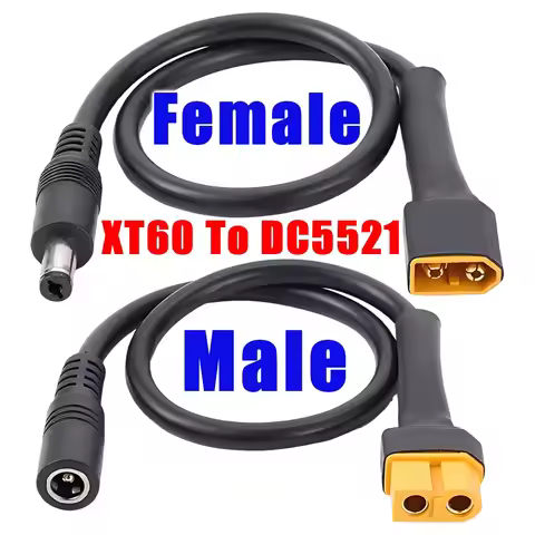XT60 Male/Female To DC5521 Connector 20AWG Copper Core Cable for Motorcycle Battery Adapter FPV Disp