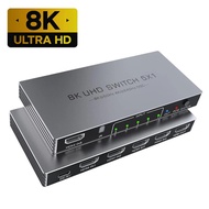 8K UHD HDMI Switch 5 in 1 out 8K@60Hz 4K@240Hz 48Gbps HDMI 2.1 Video Switcher Support HDR10+ HDCP2.3