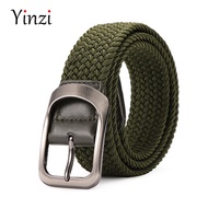 YINZI เข็มขัดผ้าแคนวาสสำหรับชายเข็มขัดถัก Elastic Golf หนังเข็มขัดลำลองชายผ้าใบยืดถักเอวยางยืดเข็มขั