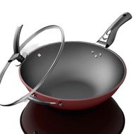 ✼™Single✟℡[Ready Stock] Autobot 34cm32cm30cm Wok Non-Stick Pan Household Wok Less Fume Iron Pan Indu