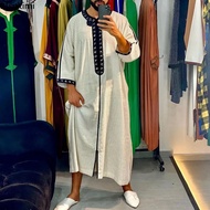 【Customer favorite】 New 2023 Clothing Men Robe Kaftan Man Moroccan Casual Long Dress Striped Robe Middle East National Costume