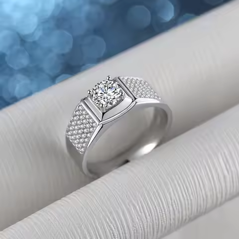 Men's PT950 Platinum 2Ct Moissanite Domineering Ring - Men's exclusive, exquisite details, must-have