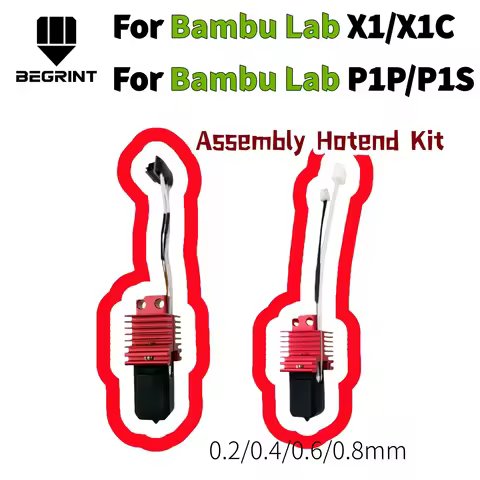 Complete V2 Print Head Assembly Hotend Kit For Bambu Lab X1 X1C P1P P1S X1 Carbon 3D Printer Parts, 