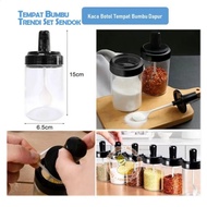 Kitchen Spice Holder Set Spoon Glass Bottle