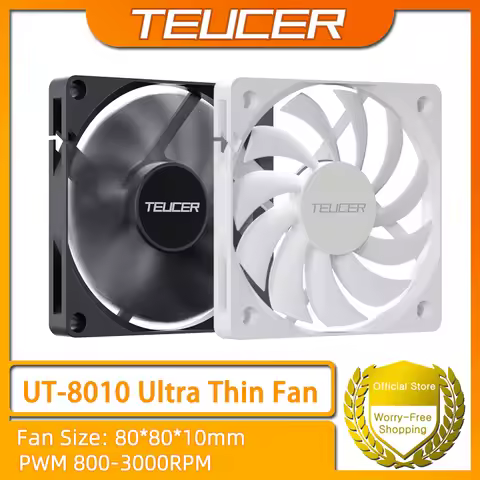 TEUCER UT-8010 Ultra-thin Chassis Fan 80x10mm PWM 4-Pin for Desktop PC CPU Cooling