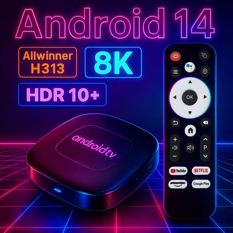 Android 14.0 TV Box 8K Video Netflix&YouTube Google Assistant HDR 10+ BT 5.0 Allwinner H313 2.4G/5.8