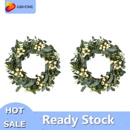 【AiBi Home】-2X 20 Inch Wreaths for Front Door, Green Eucalyptus Wreath for Spring Wreaths for Front Door, Wreath with Wildflowers
