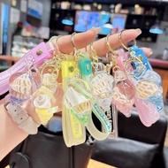 【Ready Stock】 Creative Oil Conch Keychain Big Sea Conch Quicksand Bottle Girl Bag Pendant Cute Schoo