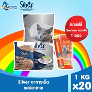 [ แถมฟรี แมวเลีย 1 ซอง 5 หลอด ] [กด 1 กระสอบ ต่อ 1 คำสั่งซื้อ] SILVER อาหารแมว ทุกรสชาติ ขนาด 20 kg 