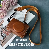 Canon G7X3 G7X2 SX740 Bag Leather Cover Camera Case With Strap for G7X II G7X III