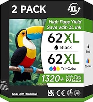 62XL Ink Cartridges Combo Pack Replacement for HP Ink 62 62XL Ink for HP Envy 5540 5549 5640 5660 76