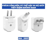 COMBO of 3 90 Degree Folding Plugs - Easy to Plug in the Back of TV, Cabinet, Bed - Safe, Neat K259