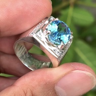 Swiss Blue Topaz 6ct + 960 Silver Handmade Ring