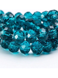 90入組雕刻清水晶珠子,6mm玻璃珠適用於手環,項鍊,耳環和首飾類工藝製作(藍色的)