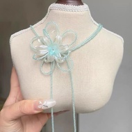 [Iris Garden] Rice Beads Flower Tassel Necklace Spring Summer New Style Clavicle Chain Dopamine Iris