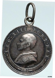 バチカン教皇レオ 13 世行列 アンティーク クリスチャン アンティーク シルバー メダル i89394- show original titleVatican Pope Leo XIII Proce