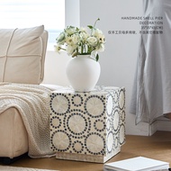 Natural Shell Small Side Table Coffee Table Living Room Sofa beside Mobile Square Ottoman Chair บ้าน