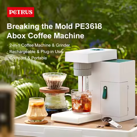 Petrus Coffee Mchine 2 in 1 Coffee Maker Grind & Brew with 22 Adjustable Grind Size Portable Coffee 