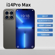 Smartphone I14 Pro Max 7.0 inch 5G Network Cellular 16G+1TB Global Version 7300mAh  Unlocked Mobile Phones100MP Dual SIM Phone