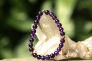 【手環系列】6.2mm烏拉圭紫水晶手環綴鍍金珠 (歡迎客製)