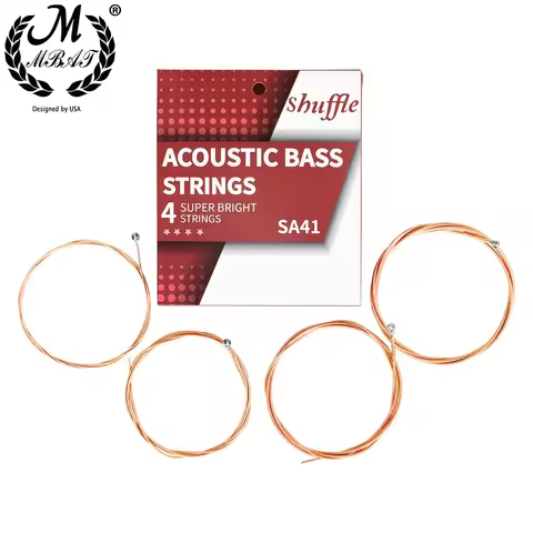 M MBAT Acoustic Bass Strings 4 Strings Steel Hexagonal Core Coated Copper Alloy Wound Silver Ball-En