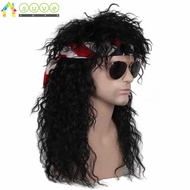 SUVE 70s 80s Rockstar Wig, Fluffy Punk Halloween Party Cosplay Wig, Curvy Long Cosplay Rockstar Acce