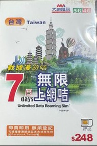 台灣七日免登記無限上網卡