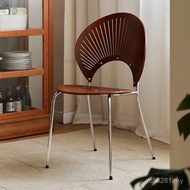 European Style Antique Chair Shell North Backrest Chair Red Medium Leisure Dining Chair Light Luxury