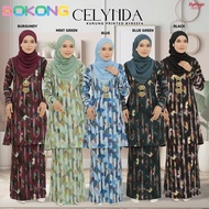 Kurung Printed CELYNDA | Premium Moss Crepe Ironless | Kain A Shape