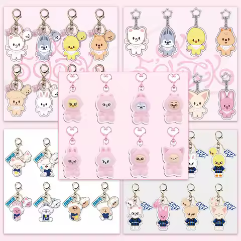 SKZ K-POP Stray Kids Cartoon Keychains, Bibs, Summer Poses, KARMA Album Keychains. STAY Fan Gifts, C