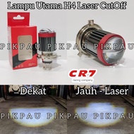 Lampu Utama H4 CR7 Laser Cut Off High Low Putih Putih 20 Watt Full Aluminium WaterProof