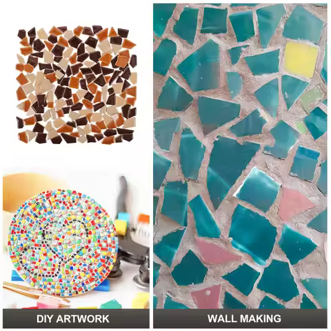 Colorful DIY Mosaic Tiles Ceramic Irregular Shape Bright Colors Assorted Vibrant Pieces for Crafts S