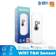 SMATRUL Tuya /Smart Life Wifi เซ็นเซอร์วัดอุณหภูมิความชื้นสัญญาณเตือนในร่มเสียงรองรับการเชื่อมต่อกับฉากอัจฉริยะเฝ้าติดตามแบบเรียลไทม์ควบคุมด้วยเสียงองศาเซลเซียส/ฟาเรนไฮต์บ้านอัจฉริยะสำหรับ Alexa Google Home