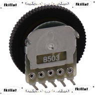 FKILA Wheel Potentiometer, 50K Ohm B503, Wide Application 16x2mm Dial Wheel 5-Pin for Audio Stereo V