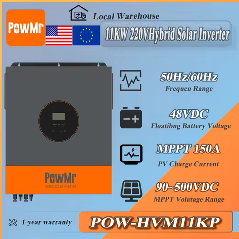 PowMr 48V 11kW 220V Parallel Inverter 150A Dual MPPT Input Easy Charger up to 9 Units in Parallel th