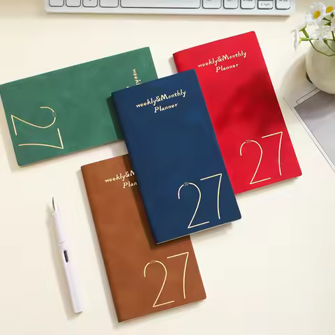 A6 2027 Portable Planner - With Bookmark, Index - 64 Sheets - 128 Pages - 3.7 inches/6.77 inches - 3
