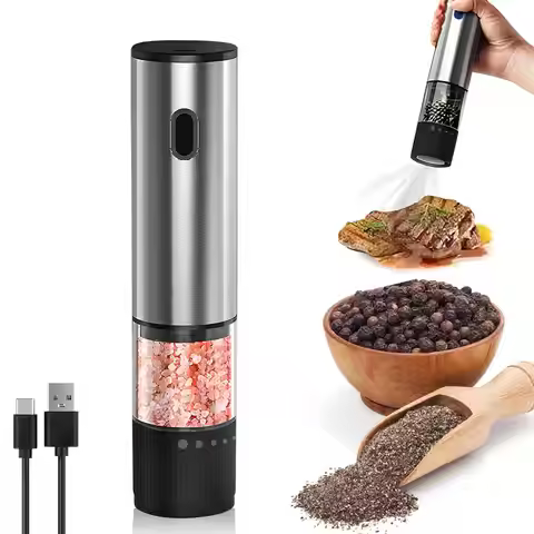 Electric Salt and Pepper Grinder, Rechargeable Mini Automatic Grinder, Adjustable Coarse and Fine Pe