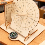 [PETSOLA] Wooden Sundial Clock Model Building Kit Teaching Projects Desktop Ornament for Boys Girls