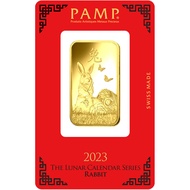 FAR EAST PAMP Suisse 24K/999.9 Gold Lunar Rabbit Collectible Gold Bar 1 Oz