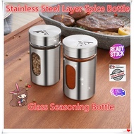 Stainless Steel Layer Spice Bottle Glass Seasoning Bottle Spice Bottle Pepper Bottle Spice Storage C