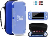 FANPL Carrying Case for Nintendo Switch Lite, Portable Travel Accessories Bundle with Blue Switch Lite Storage Case, Clear Protective Skin Shell, Screen Protector and 10 Thumb Grip Caps