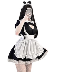 SINROYEE Sexy Maid Costume Bras for Women Sexy Cosplay Outfits Panties Sets for Women Lovely Maid ou