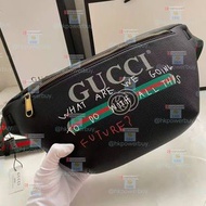 Gucci古馳涂鴉斜挎包單肩包可當胸包 腰包