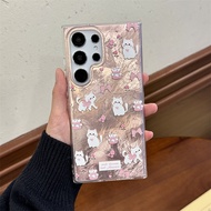 Cute Samsung S26 Ultra Phone Case with Cartoon Floral White Cat S25 s24 ultra plus charm casing Sams