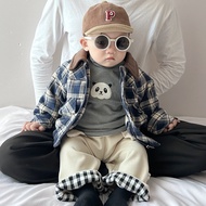 Cool Handsome Baby s Old Money Style Suit Autumn and Winter Boy s Vintage Plaid Thickened Cotton pad