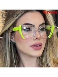 1入女性時尚方形防藍光貓眼眼鏡框，復古豪華光學電腦眼鏡